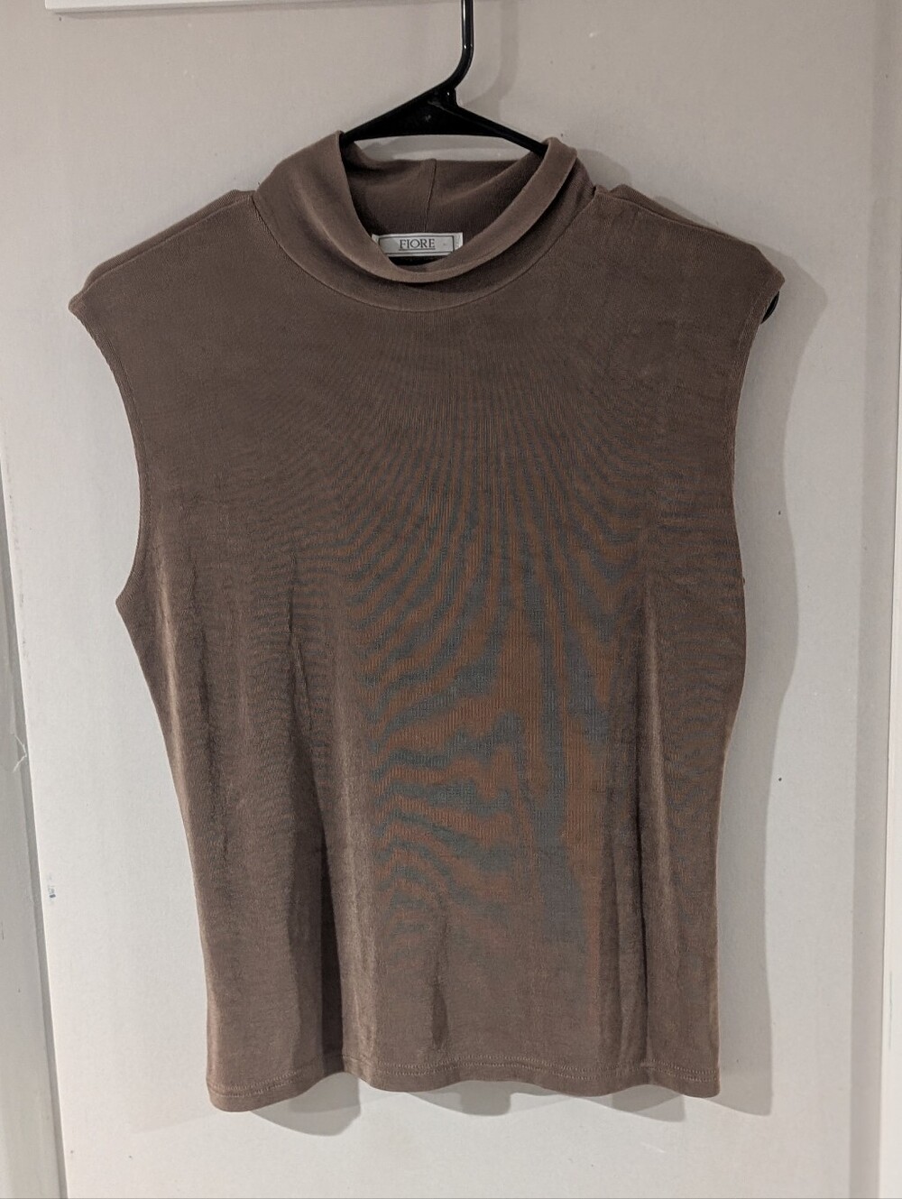 Fiore taupe sleeveless mock neck top